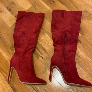 Red knee boots